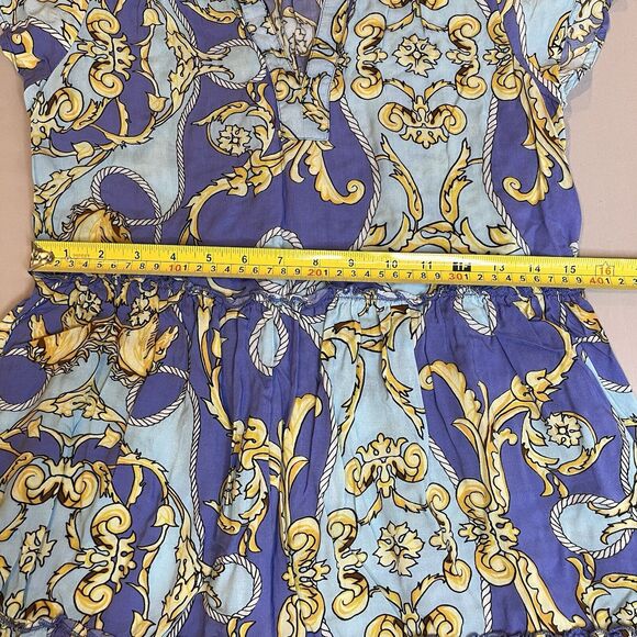 ANTHROPOLOGIE Dress Womens XXS Tiered Short Sleeve Flowy Nautical - Picture 7 of 10